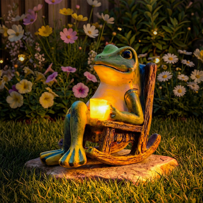 Solar Garden Light Frog Design Automatic Dusk Sensor Weather-Resistant