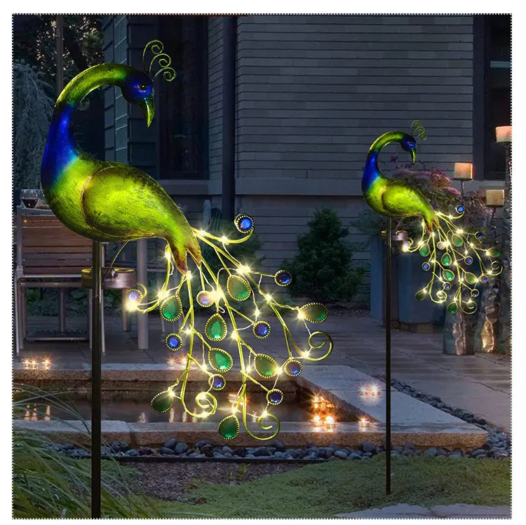Solar Garden Light Peacock Design Reinforced Iron Dusk Sensor