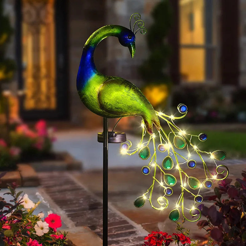 Solar Garden Light Peacock Design Reinforced Iron Dusk Sensor