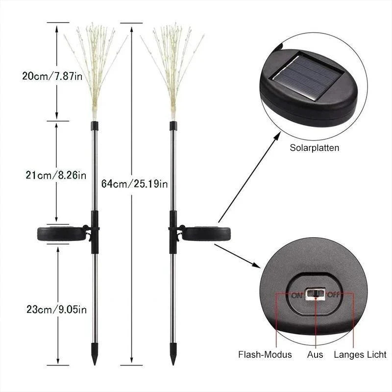 Solar Garden Lights Flexible Stainless Steel 120 LEDs Weatherproof