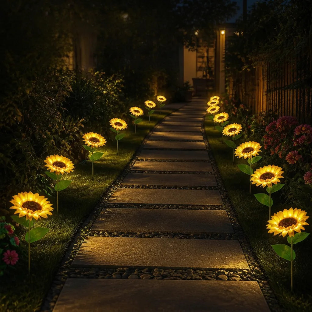 Solar Garden Stake Light Sunflower Warm White Weatherproof
