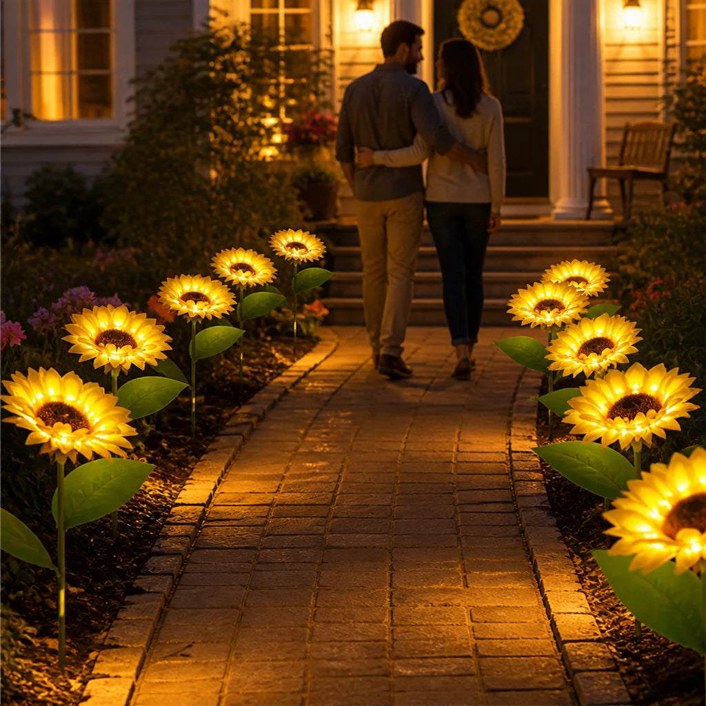 Solar Garden Stake Light Sunflower Warm White Weatherproof