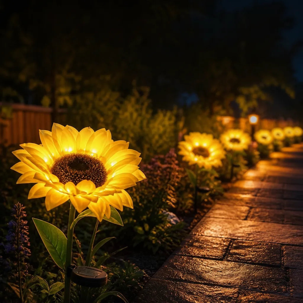 Solar Garden Stake Light Sunflower Warm White Weatherproof