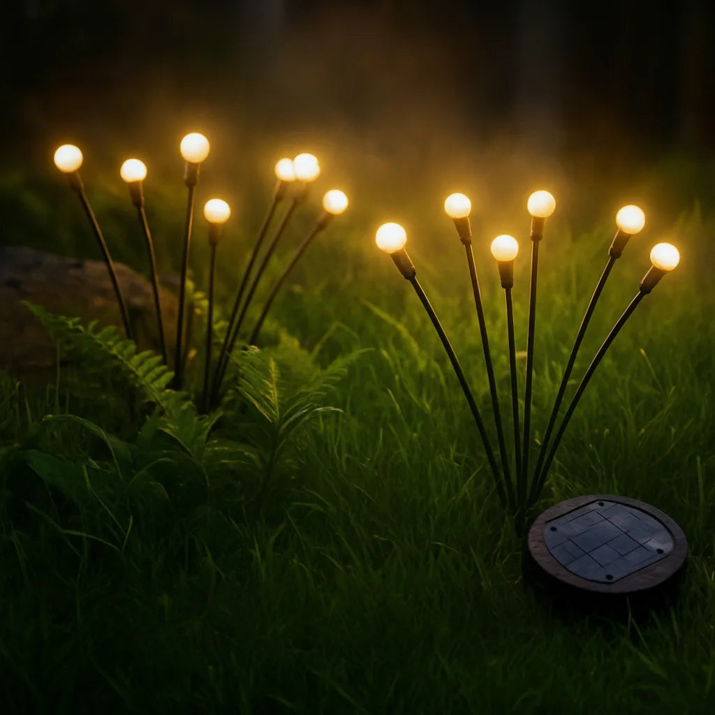 Solar Garden Stake Lights Warm White Automatic Dusk Sensor