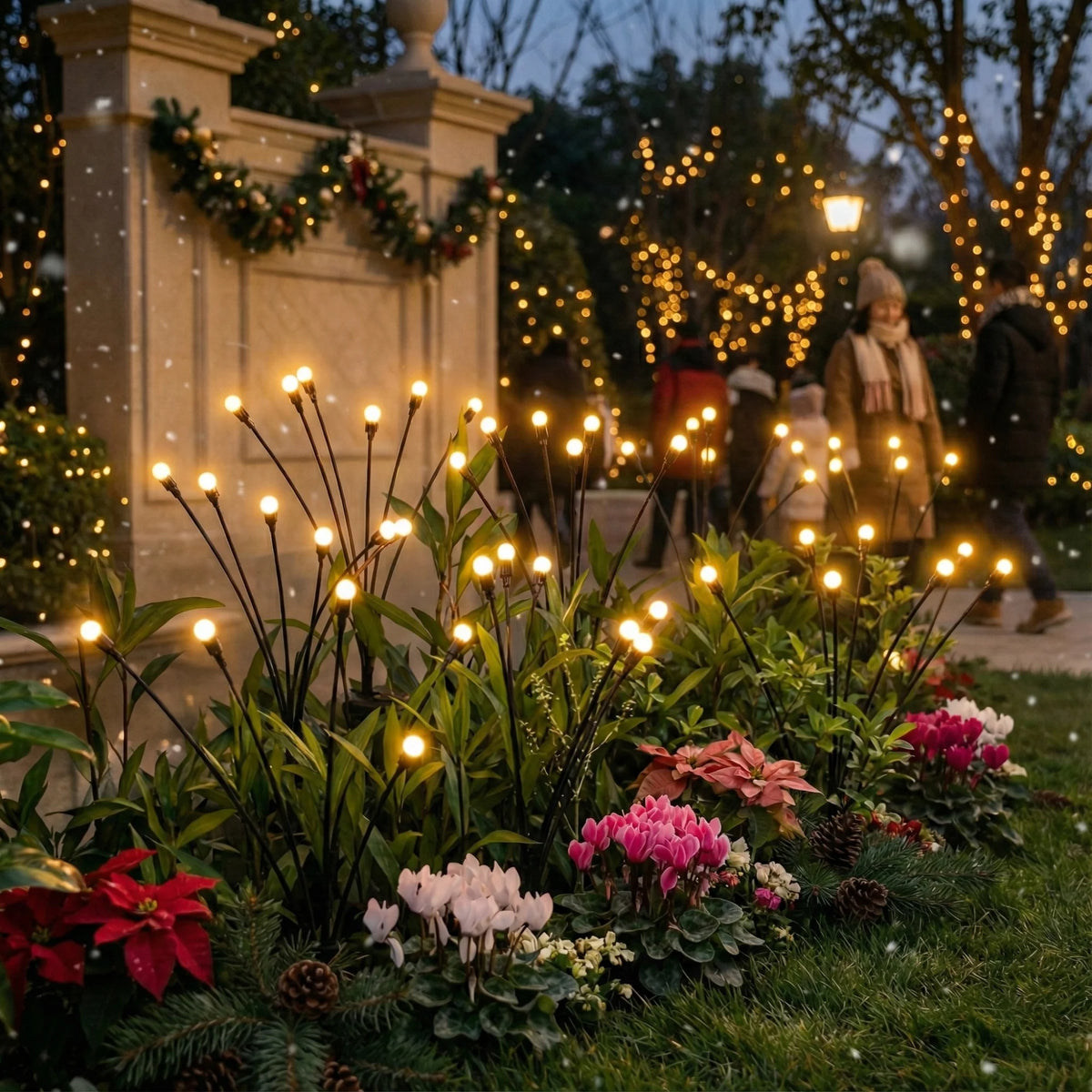 Solar Garden Stake Lights Warm White Automatic Dusk Sensor