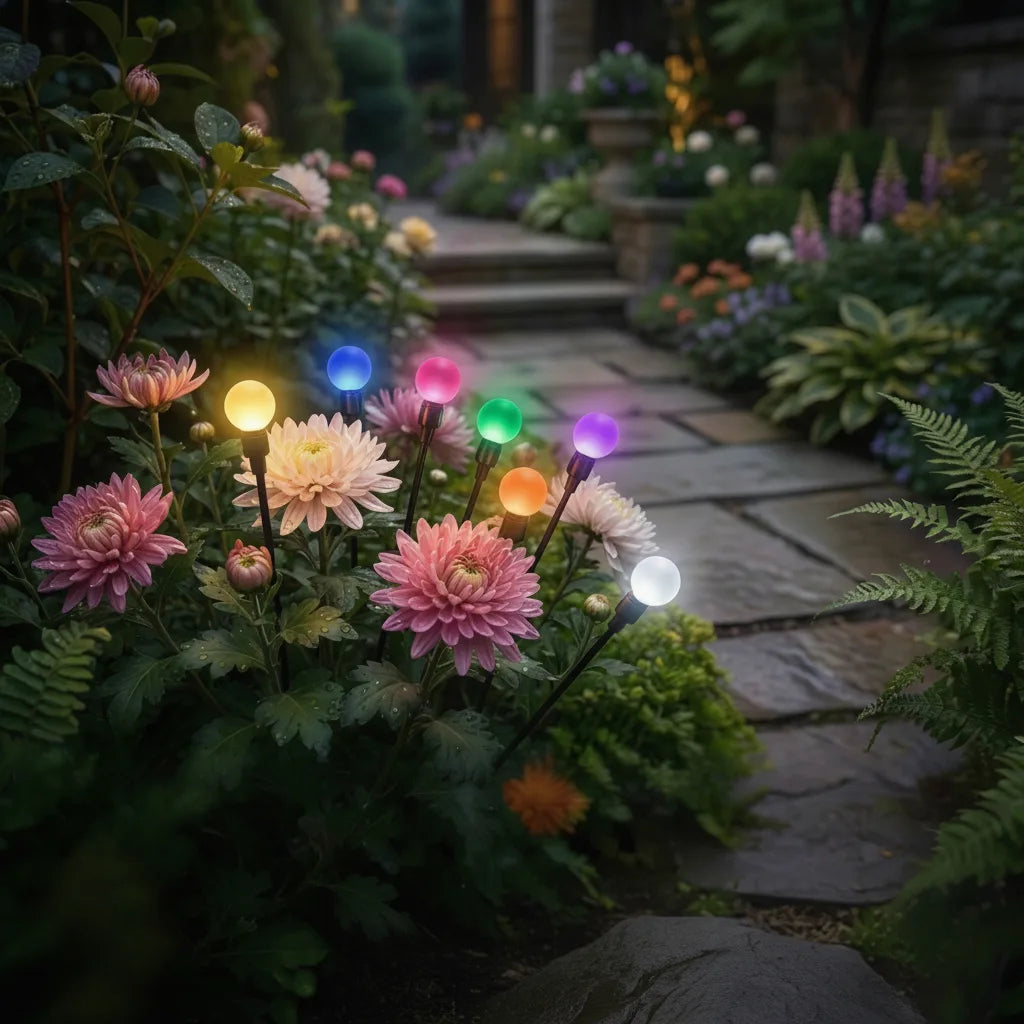 Solar Garden Stake Lights Warm White Automatic Dusk Sensor