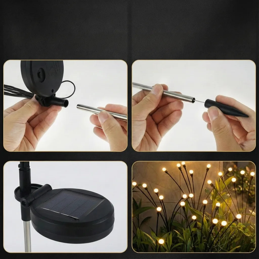 Solar Garden Stake Lights Warm White Automatic Dusk Sensor