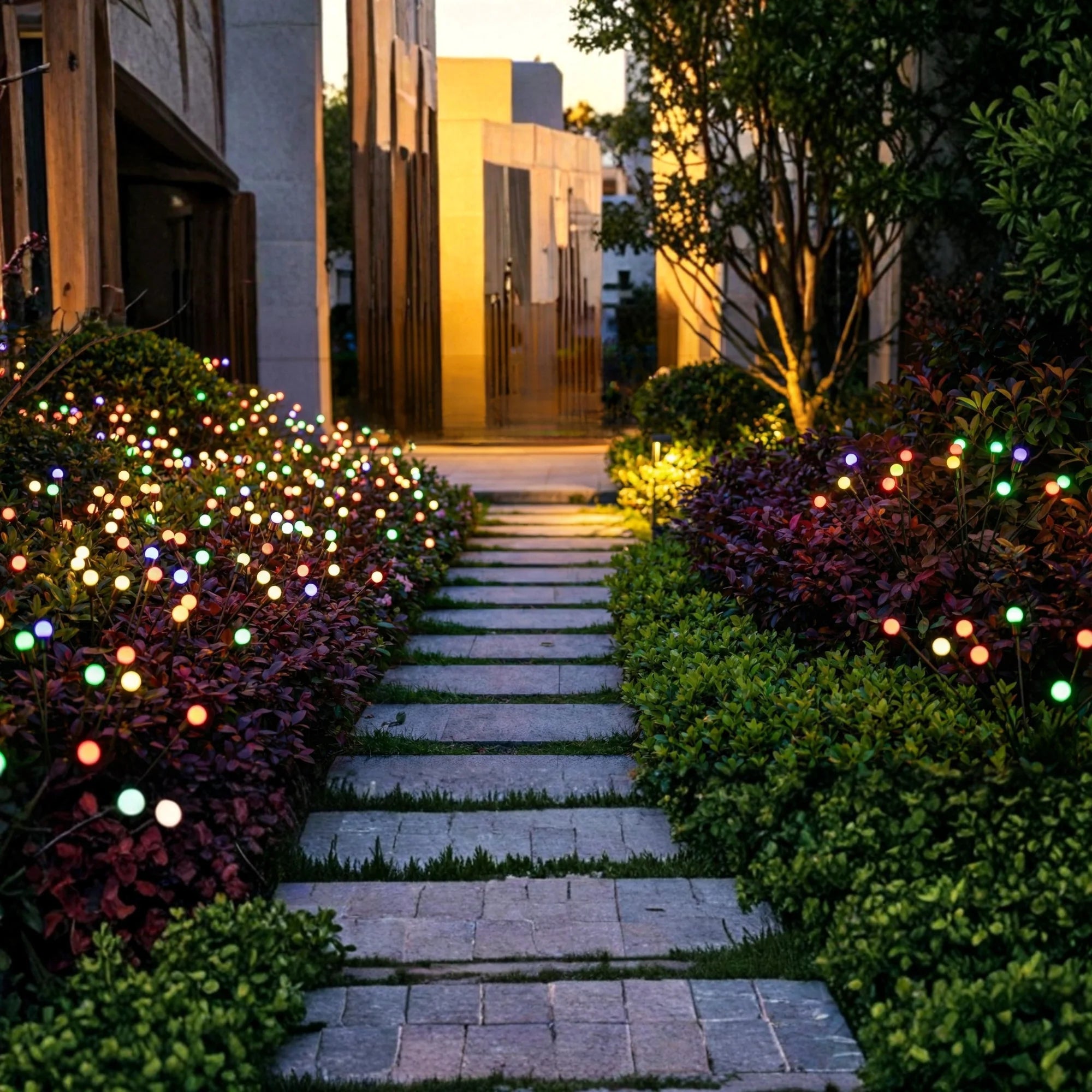 Solar Garden Stake Lights Warm White Automatic Dusk Sensor