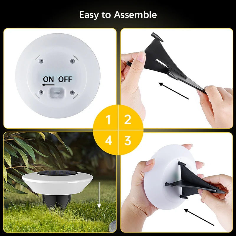Solar Ground Lights 360° Bright Solar-Powered Set of 4