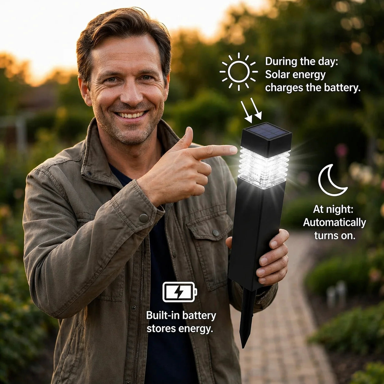 Solar Ground Lights Automatic Waterproof Tool-Free Installation