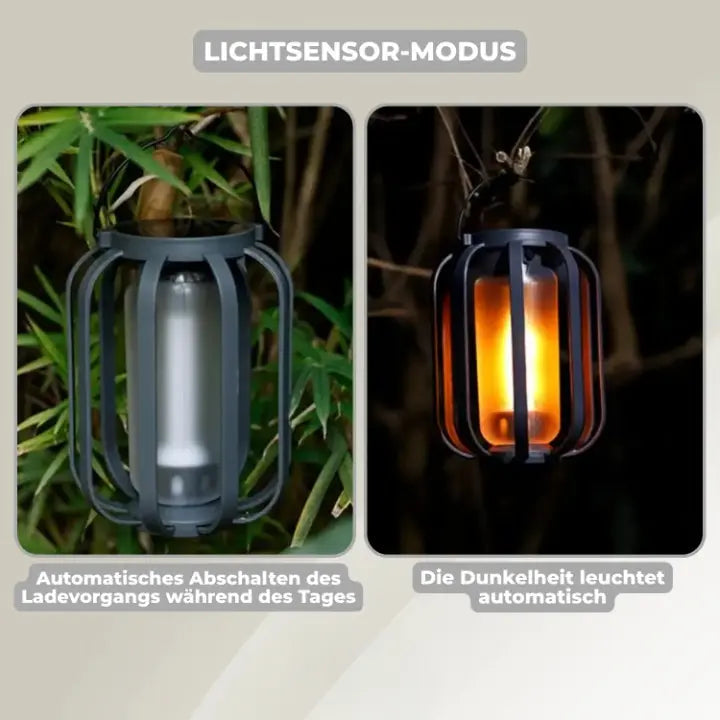 Solar Lantern Flame Effect USB-C Charging Weatherproof