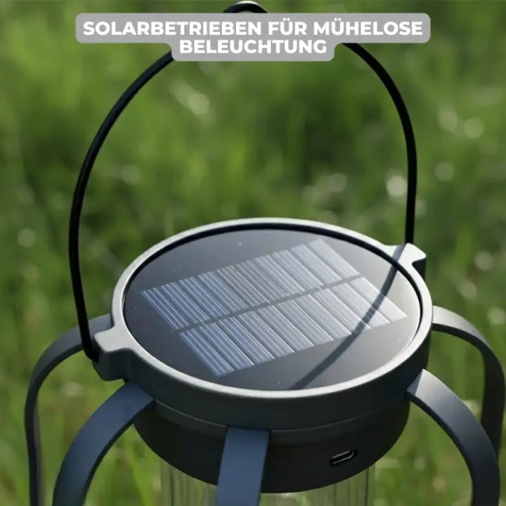 Solar Lantern Flame Effect USB-C Charging Weatherproof
