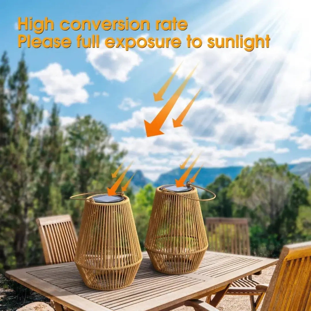 Solar Lantern Handwoven Rattan Waterproof