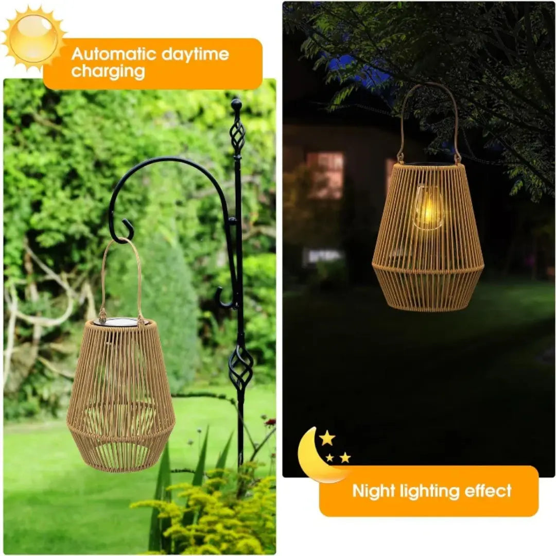 Solar Lantern Handwoven Rattan Waterproof