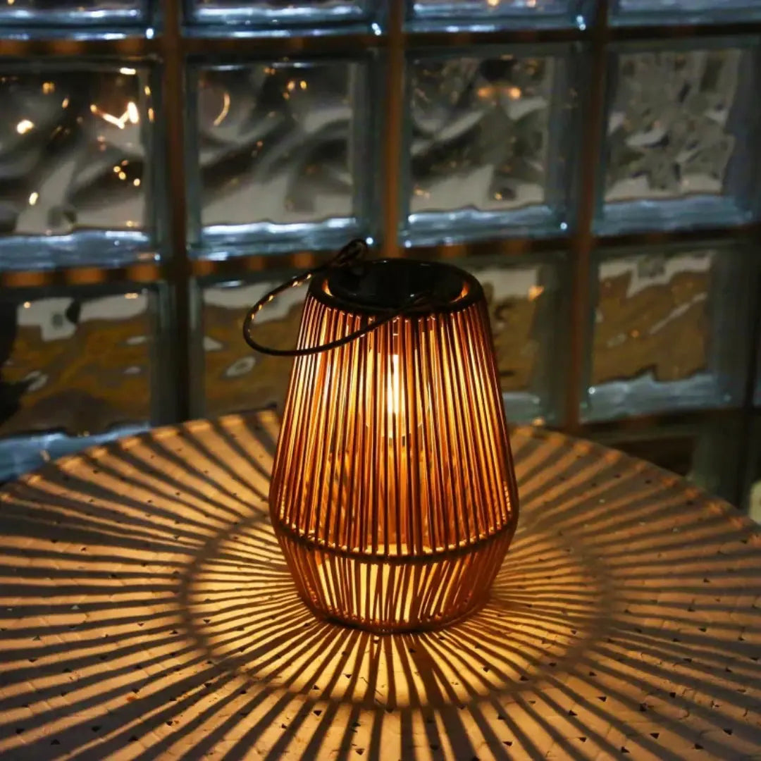 Solar Lantern Handwoven Rattan Waterproof