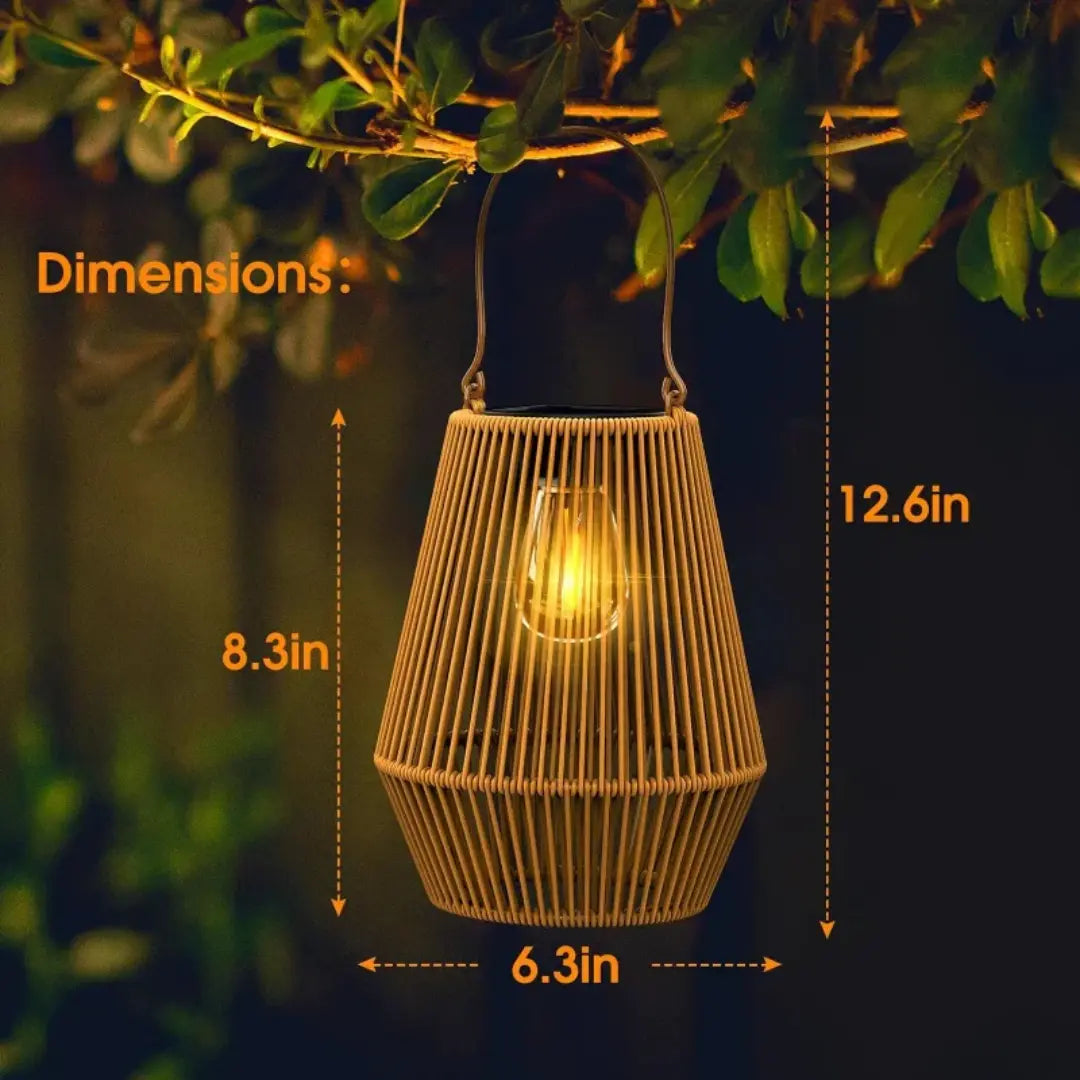 Solar Lantern Handwoven Rattan Waterproof