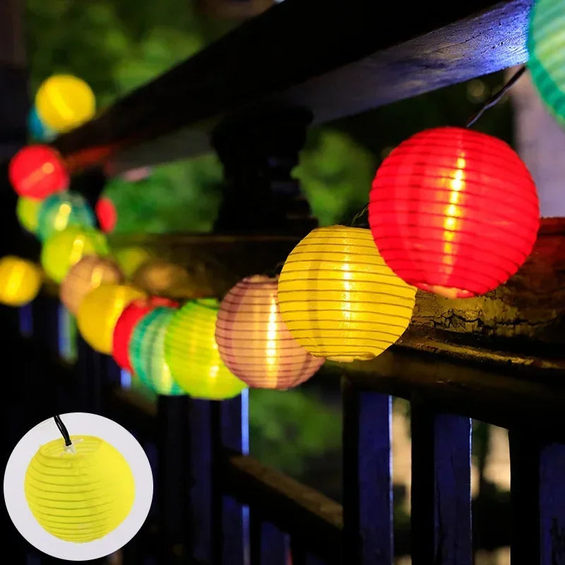 Solar Lantern String Lights Solar-Powered 8-Hour IP65 Weatherproof