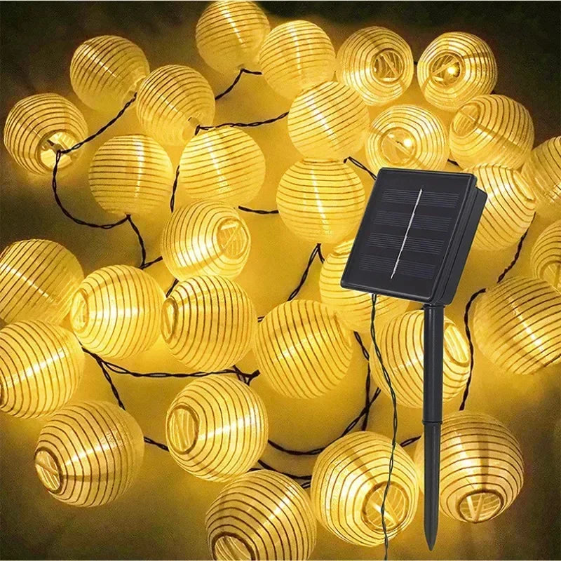 Solar Lantern String Lights Solar-Powered 8-Hour IP65 Weatherproof