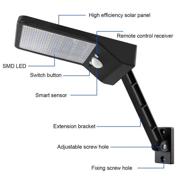 Solar Outdoor Light Motion Sensor & Remote 800 Lumens
