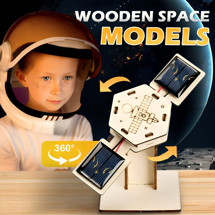 Solar Satellite Kit Wooden Rotating Model