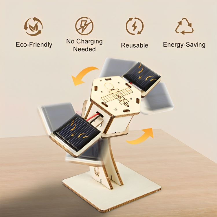 Solar Satellite Kit Wooden Rotating Model