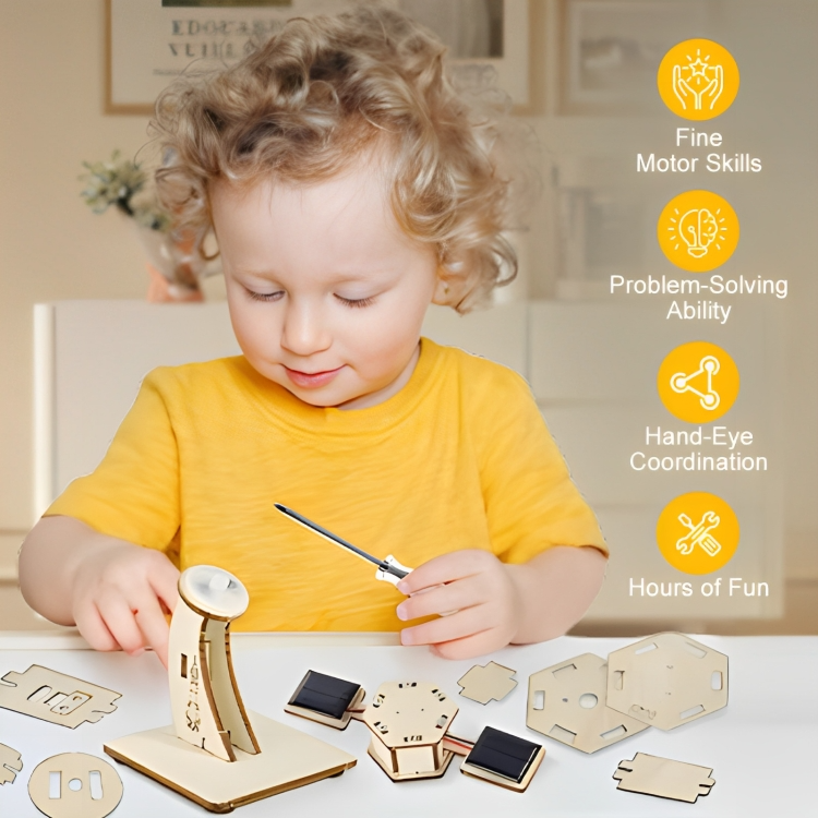 Solar Satellite Kit Wooden Rotating Model