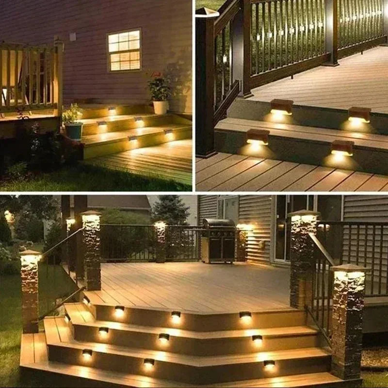 Solar Step Lights Automatic Dusk Sensor Set of Eight
