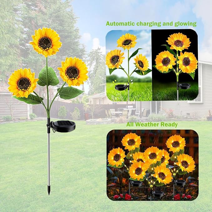Solar Sunflower Garden Light Dusk-To-Dawn IP65