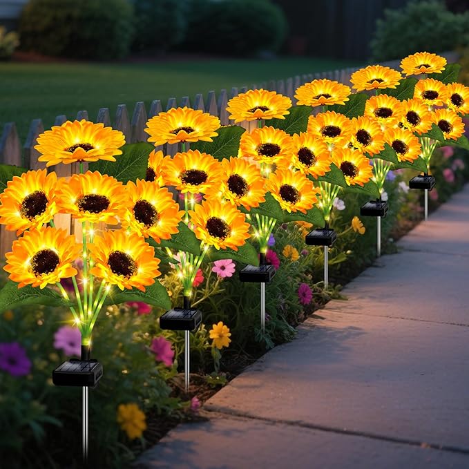 Solar Sunflower Garden Light Dusk-To-Dawn IP65