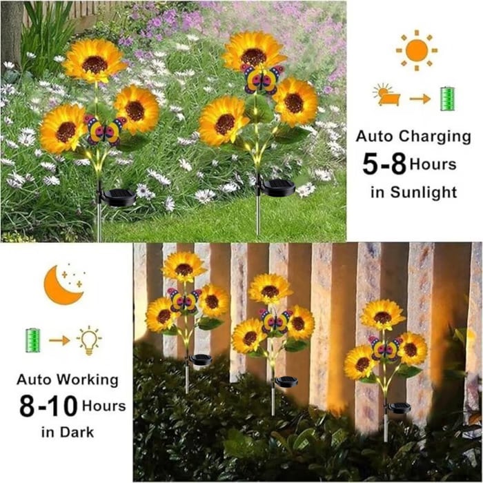 Solar Sunflower Garden Light Dusk-To-Dawn IP65