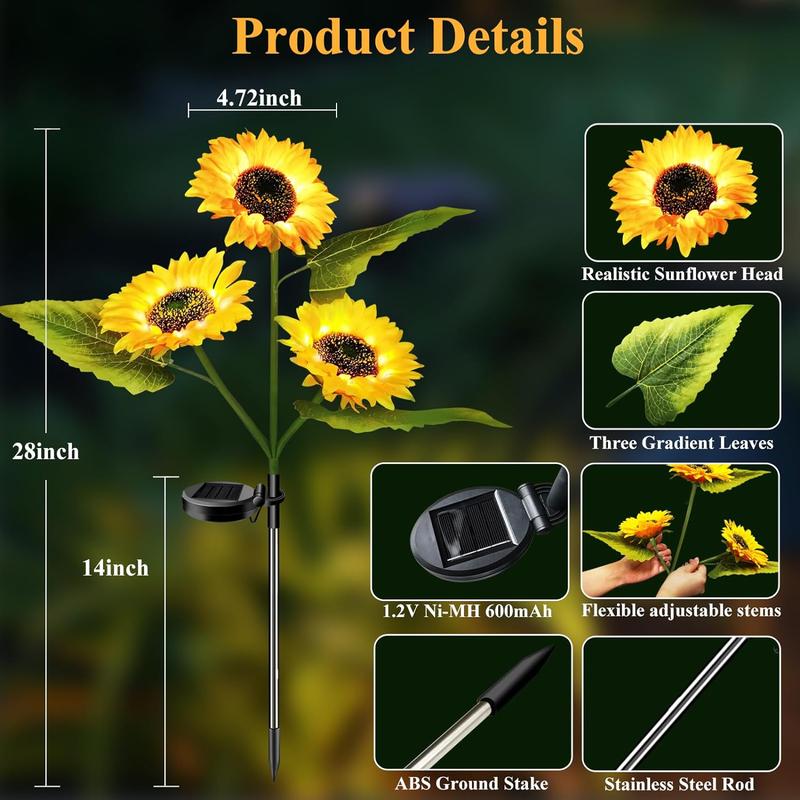 Solar Sunflower Garden Light Dusk-To-Dawn IP65