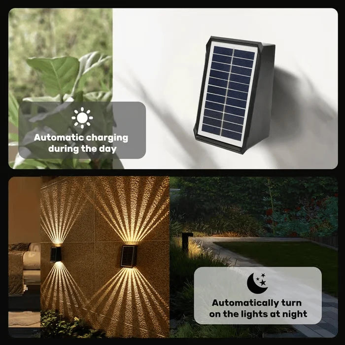 Solar Wall Light Dual-Beam Multicolor Up To 12 Hours