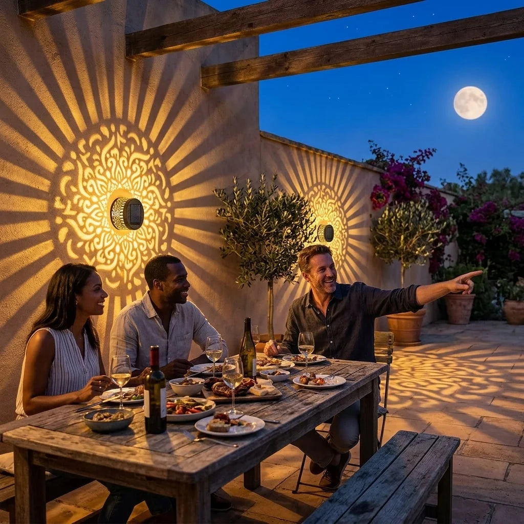 Solar Wall Light Mandala Projection Dusk Sensor