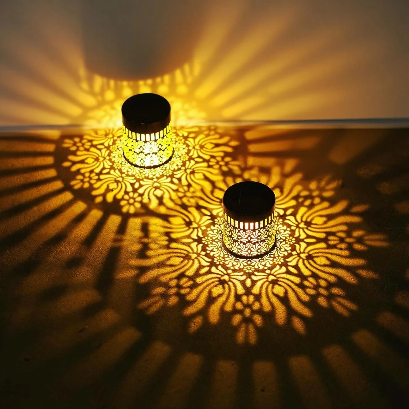 Solar Wall Lights Peony Shadow Weatherproof Set of 2