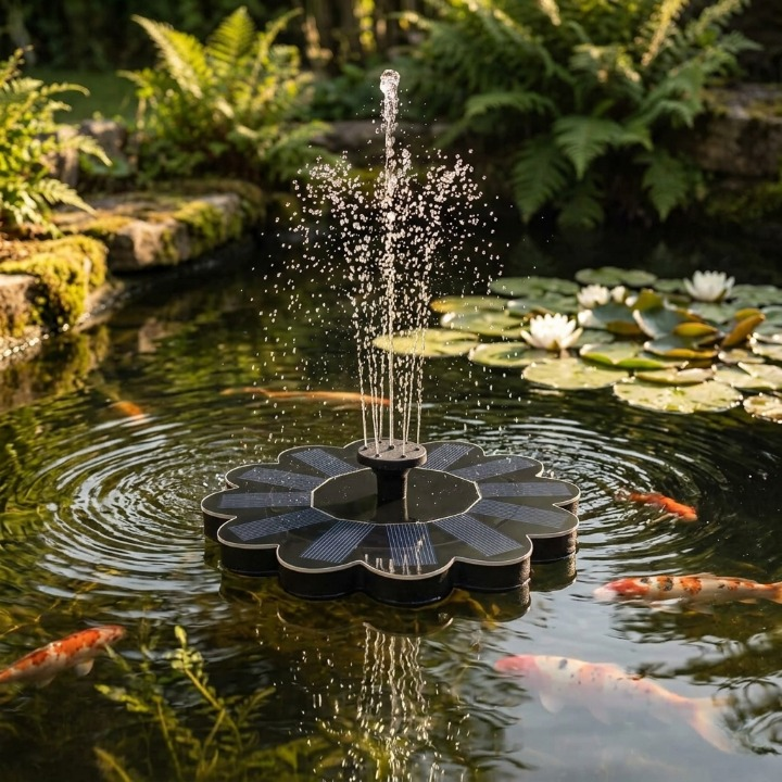 Solar Water Fountain Floating Cable-Free Interchangeable Nozzles