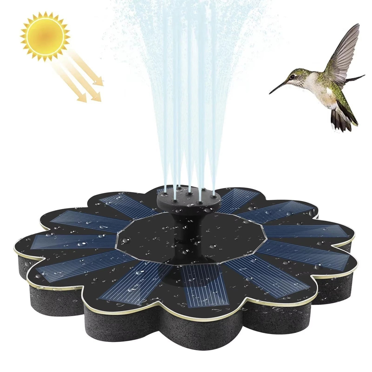 Solar Water Fountain Floating Cable-Free Interchangeable Nozzles
