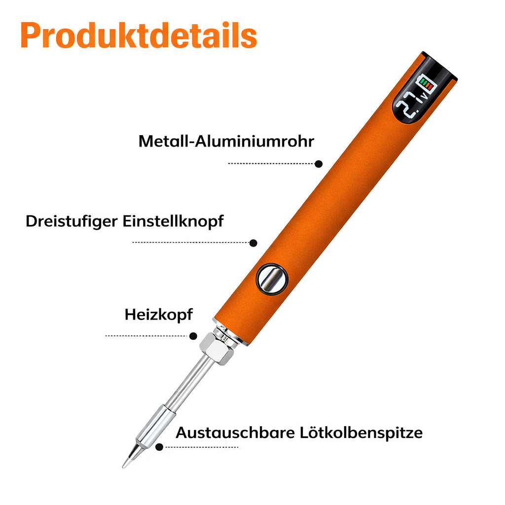 Soldering Iron USB Powered Digital Display 3 Interchangeable Tips