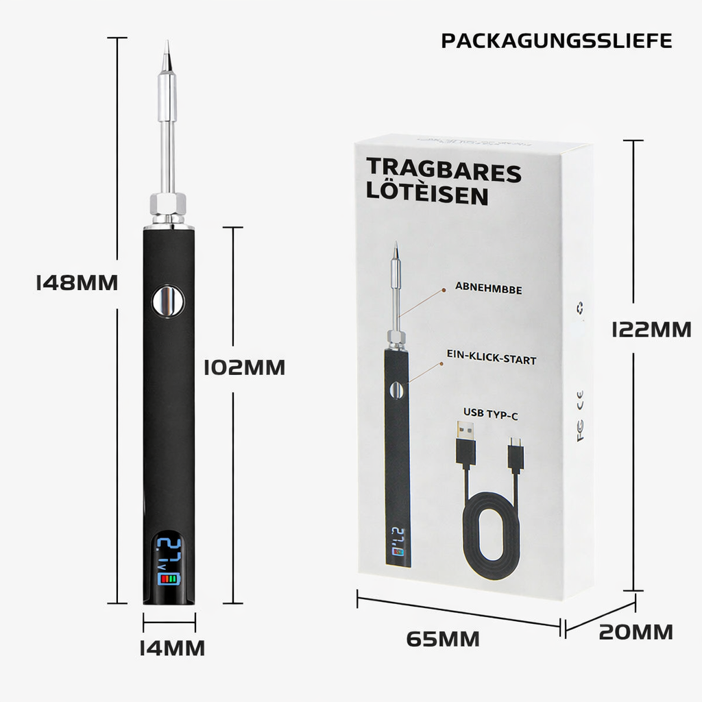 Soldering Iron USB Powered Digital Display 3 Interchangeable Tips
