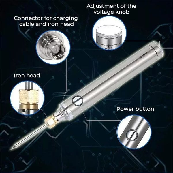 Soldering Iron USB Rechargeable Fast-Heating & Adjustable Temperature