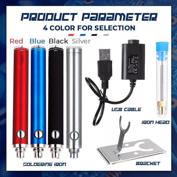 Soldering Iron USB Rechargeable Fast-Heating & Adjustable Temperature