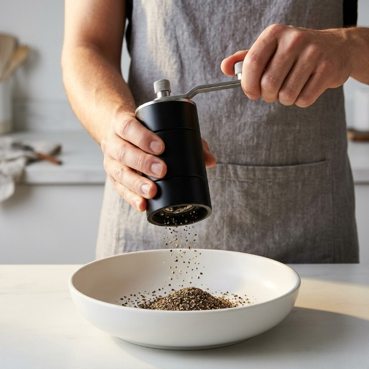 Spice Grinder Crank-Operated Stainless Steel Adjustable Coarseness