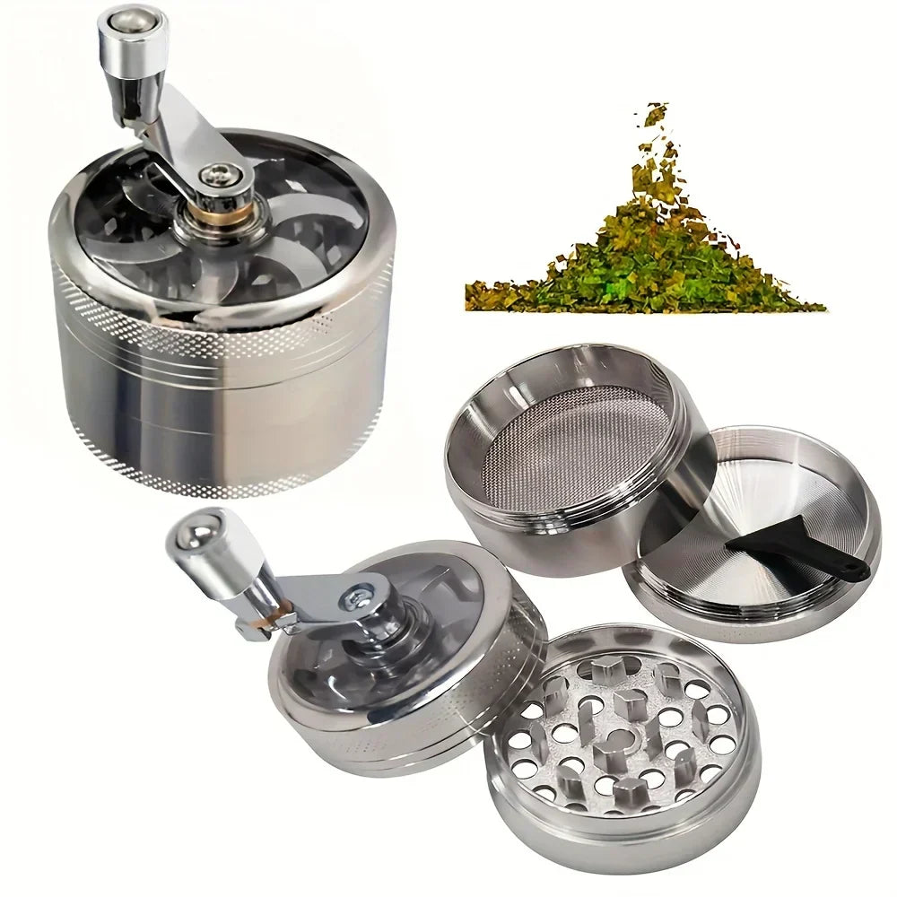 Spice Grinder Crank-Operated Stainless Steel Adjustable Coarseness