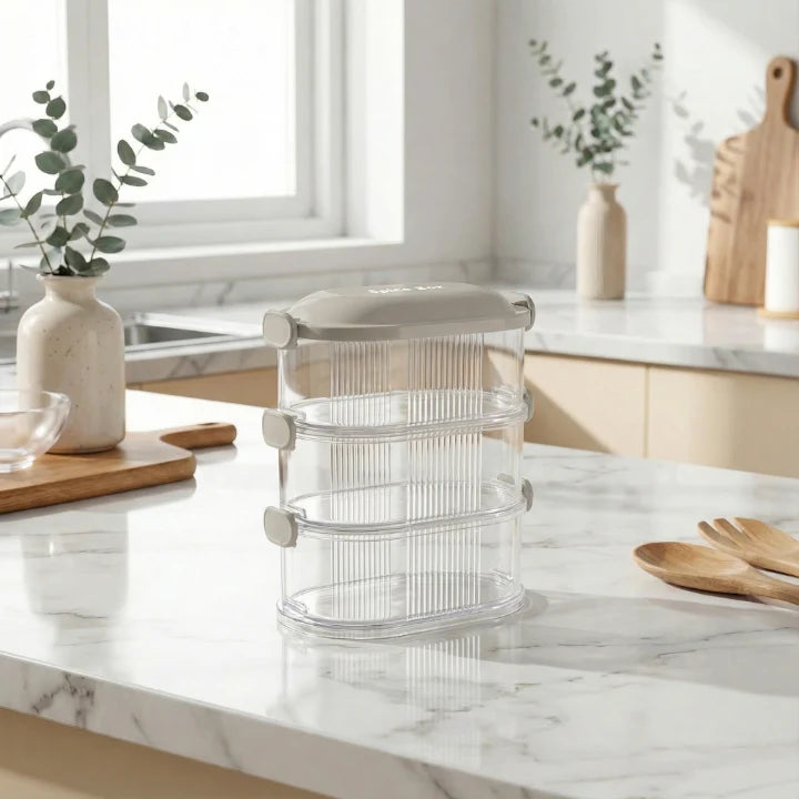 Spice Jars Stackable Transparent Side-Lock Lids