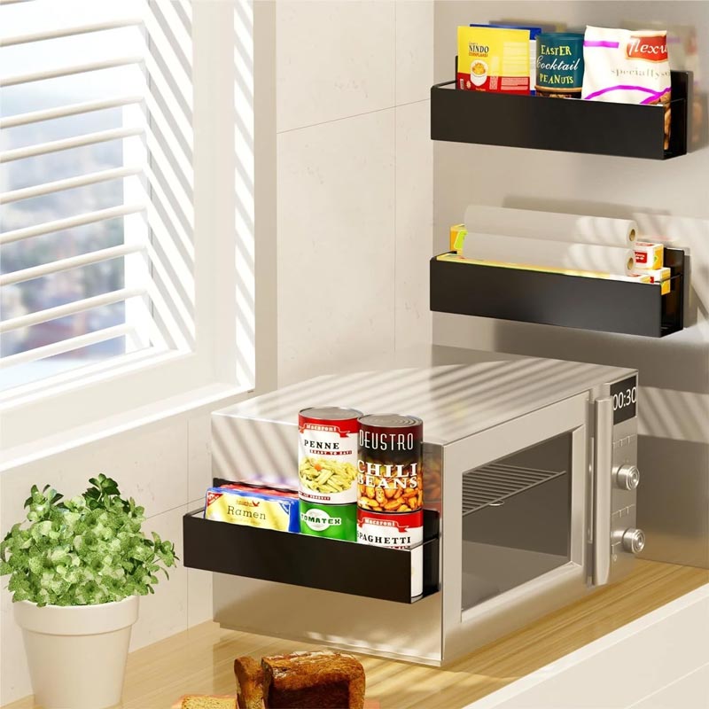 Spice Rack Magnetic No-Drill Carbon Steel With Hooks