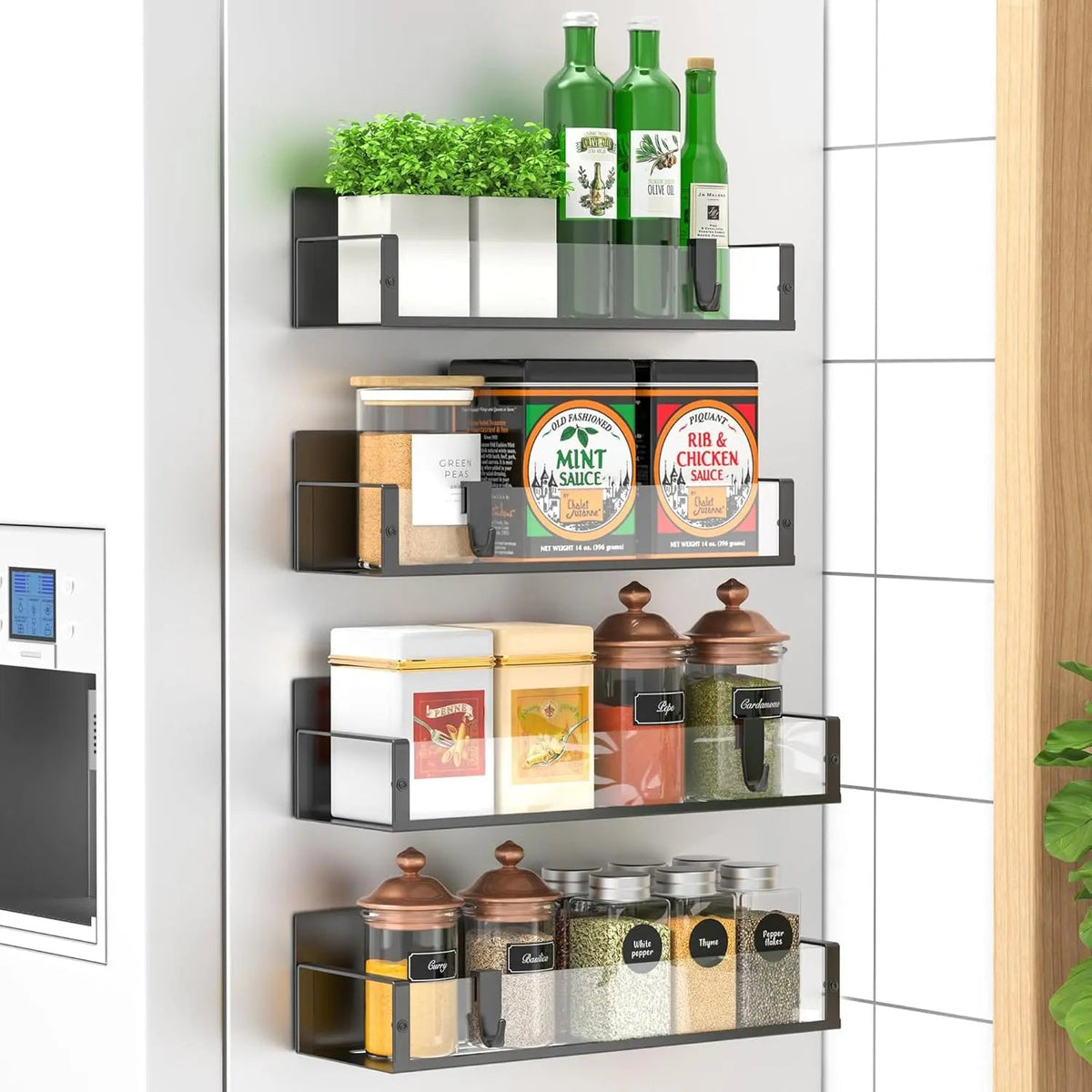 Spice Rack Magnetic Tool-Free Set of 4
