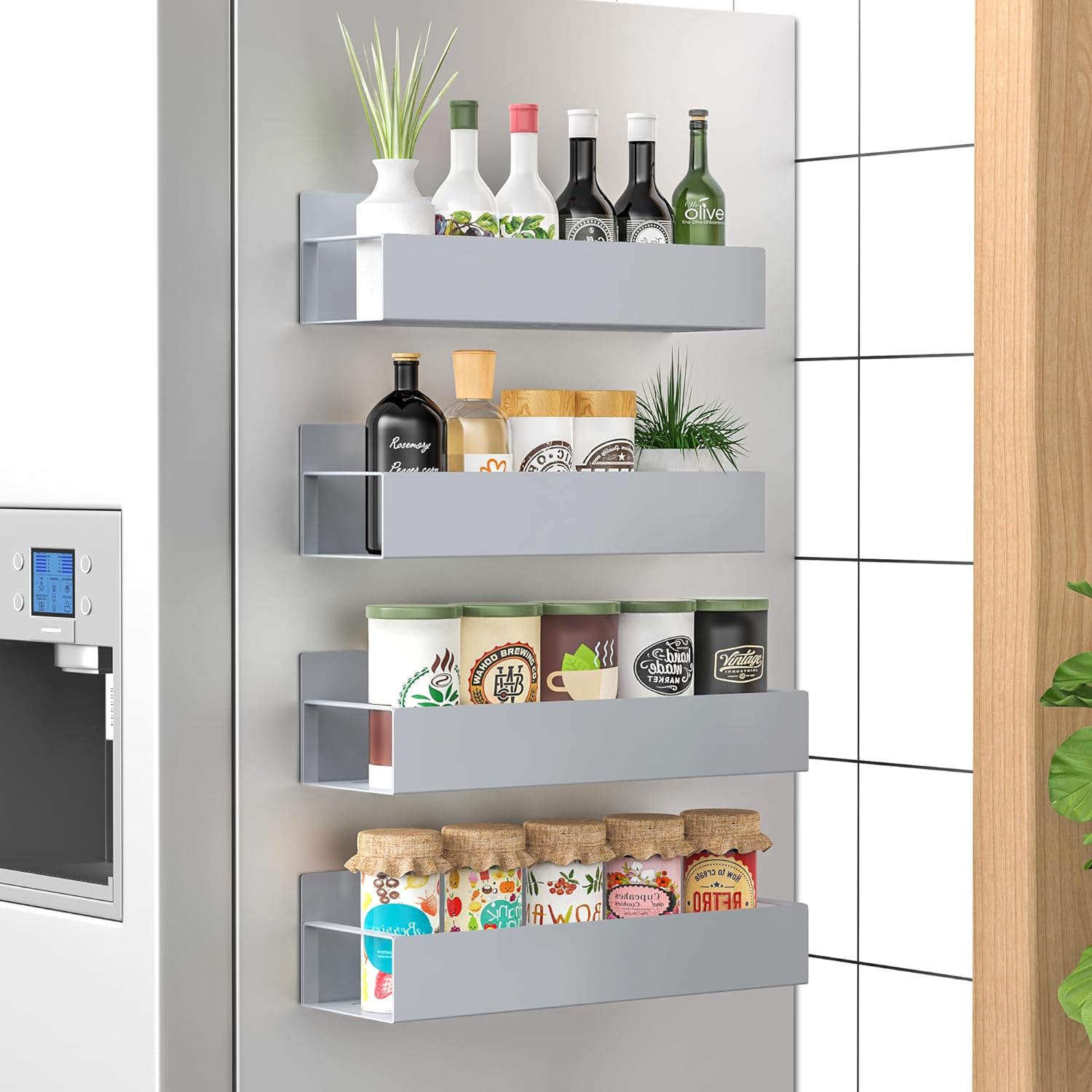 Spice Rack Set Magnetic Powder-Coated Set of 4