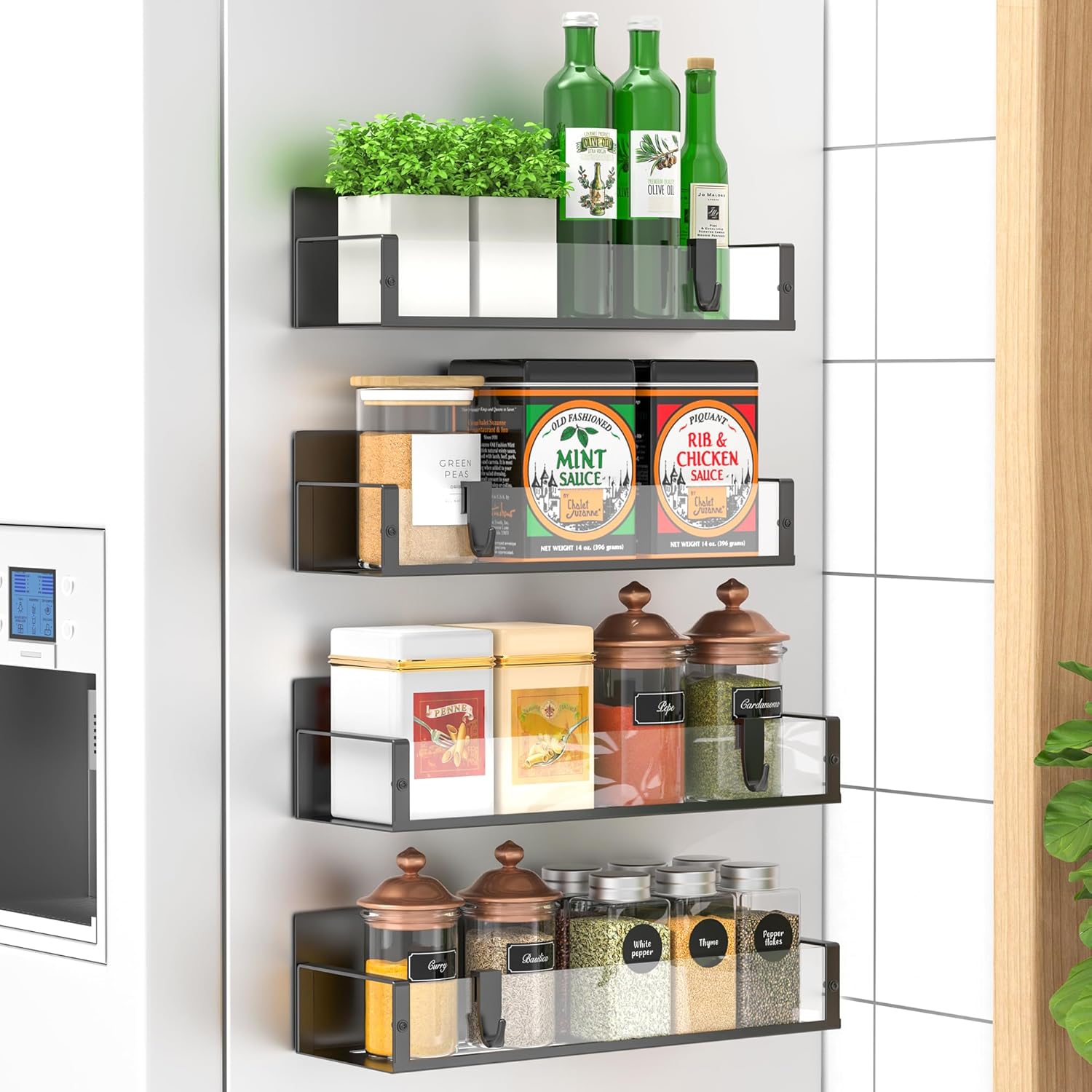 Spice Rack Set Magnetic Powder-Coated Set of 4