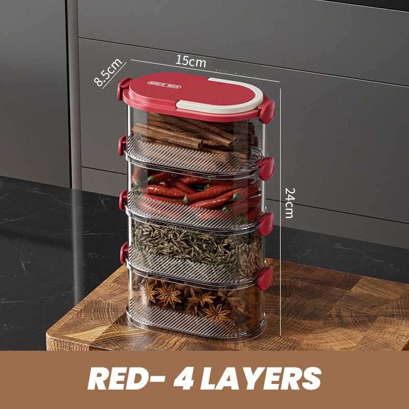 Spice Rack Stackable Clear & Airtight Tiers