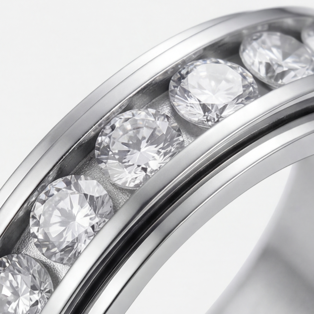 Spinner Ring Hypoallergenic Titanium Steel Brilliant Cut Zirconia
