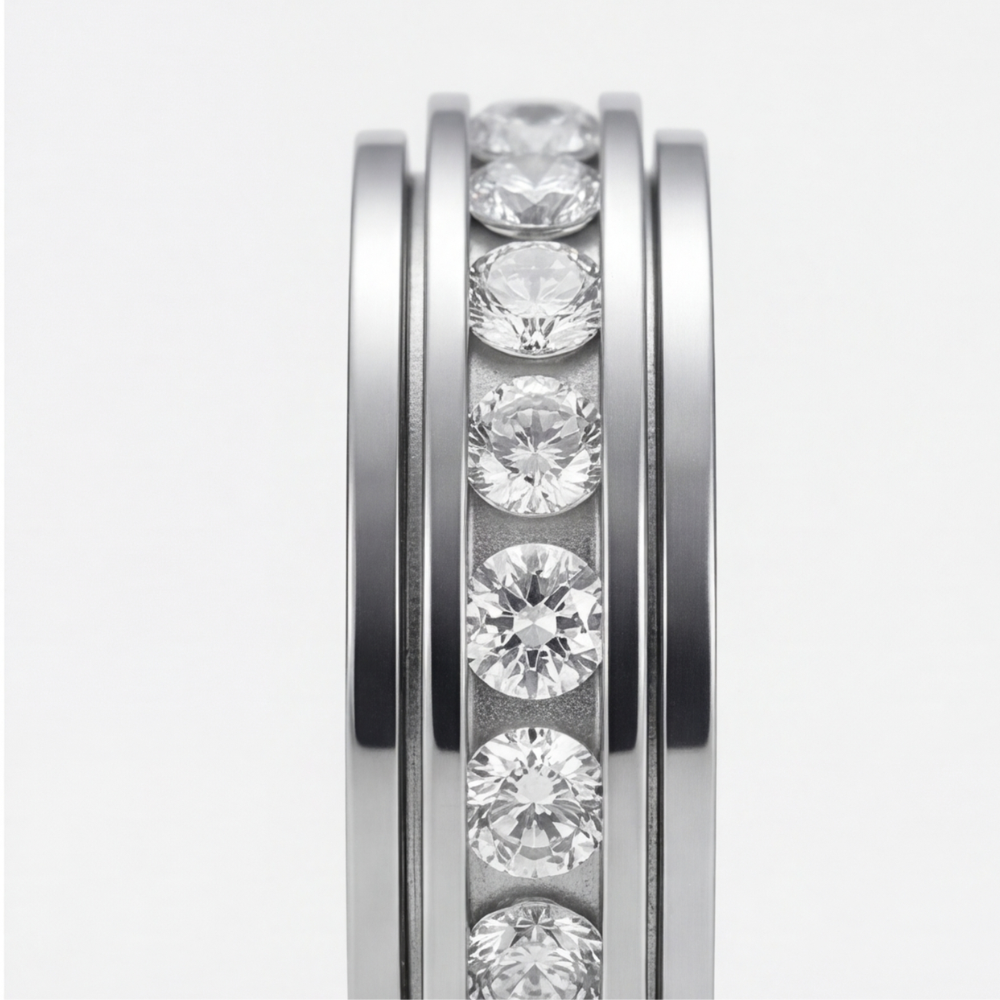 Spinner Ring Hypoallergenic Titanium Steel Brilliant Cut Zirconia